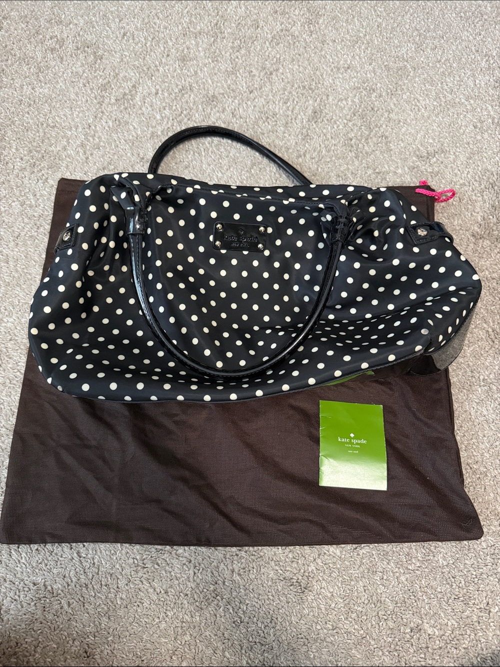 kate spade Black with Ivory Polka Dot Tote